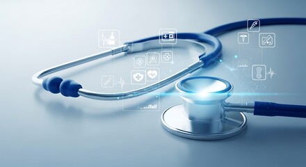 Stethoscope on table representing medical technology and healthcare