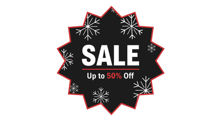 Winter Sale: Festive sale tag displaying snowflakes and a seasonal discount offer. Perfect for promoting winter deals and seasonal savings. 