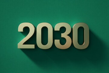 Modern Golden Numbers Representing the Year 2030 on Green Background