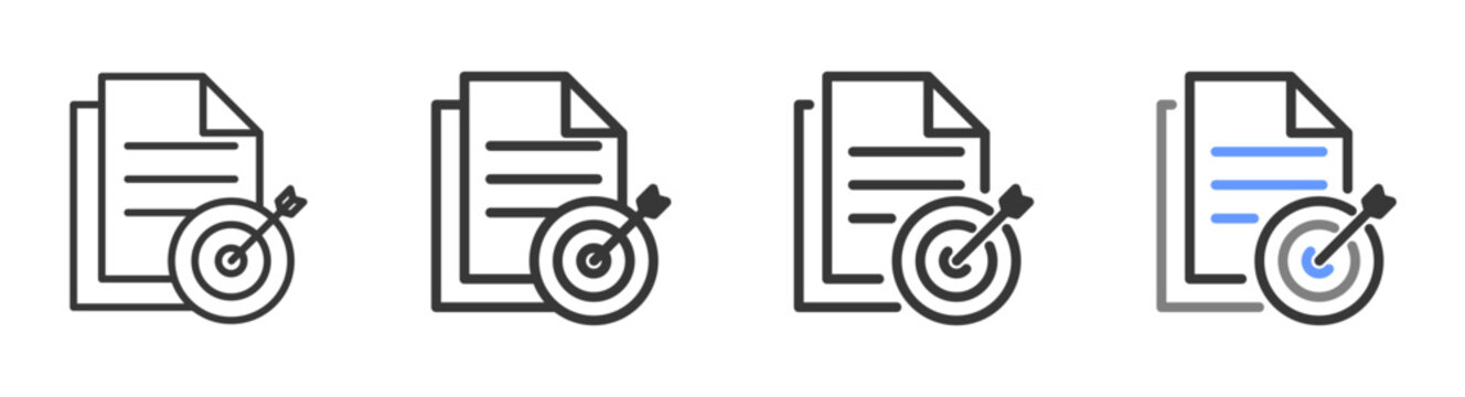 The Ultimate objective Styles with Variations Line of icon set vector illustration