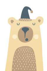 Cute scandinavian bear nursery room wall art decor