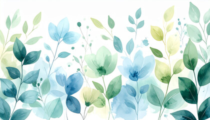 Fototapeta premium Watercolor Floral Shapes in Pastel & Green for Cosmetic Packaging