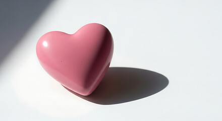 Obraz premium Pink ceramic heart isolated on white background