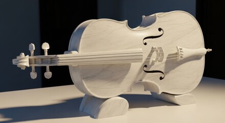 Marble Cello Sculpture: Elegant Musical Art Piece with Delicate Veins