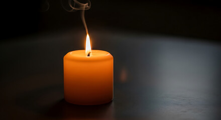 Scented candle lit on dark clean background