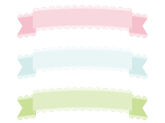 パステルカラーのレースリボンバナーセット(3色)-Pastel Lace Ribbon Banner Set &ndash; Pink, Blue, Green-