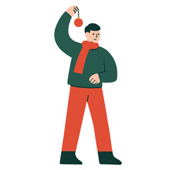 Man Holding A Christmas Tree Ball