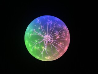 A colorful plasma ball in the dark