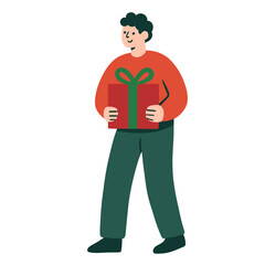 Man Holding A Christmas Present