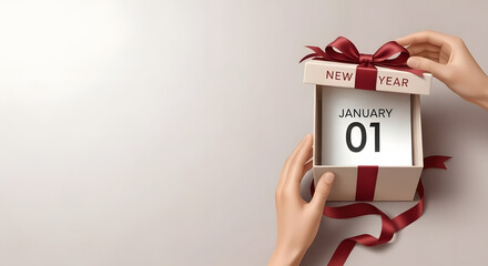 Unboxing New Year's Day with a gift of fresh starts and exciting possibilities, ready to embrace the future