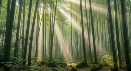 misty morning in the forest a wonderful view
