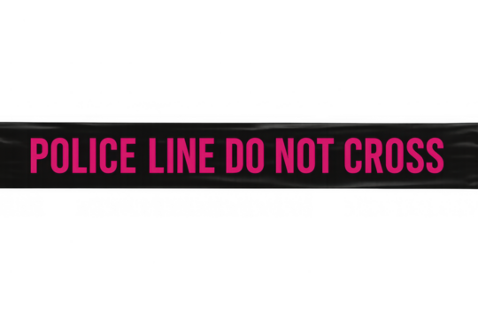 Police line do not cross warning tape creating a barrier for crime scene safety and legal investigation, transparent background