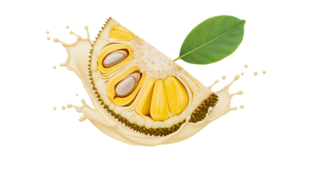 Exotic Durian Fruit Splashing into Creamy Liquid, Tropical Delicacy