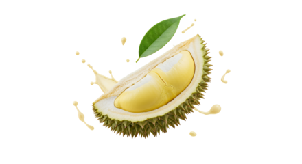 Exotic Durian Fruit Splashing into Creamy Liquid, Tropical Delicacy