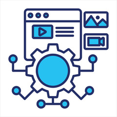 Digital content icon vector illustration in blue duo-tone style