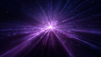 Vibrant photo of abstract purple light trails with glowing effect in the dark space