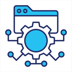 Managing Data icon vector illustration in blue duo-tone style