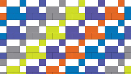 Modern Abstract Geometric Pattern with Vibrant Color Blocks for Creative Backgrounds and Designs Featuring Blocks of Blue Purple Orange and Green