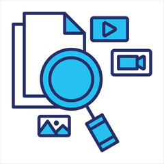 Media literacy icon vector illustration in blue duo-tone style