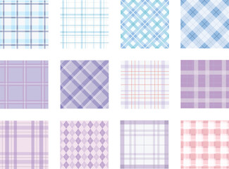 Pastel Plaid Pattern Set Soft Checkered Textile Backgrounds Collection