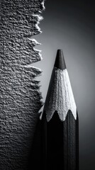 Black Pencil on Torn Paper: Creativity, Contrast, and Texture in Artistic Composition