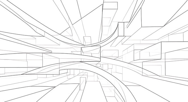 Dynamic architectural framework with linear perspective for modern design concepts