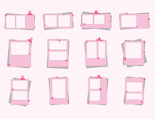 Pink Polaroid Frames with Cute Star Decorations