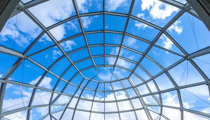 Contemporary Architectural Structure Looking Up to Sky
