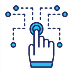 Digital skills icon vector illustration in blue duo-tone style