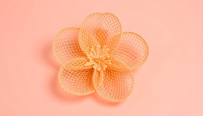 Peach Mesh Flower on Soft Pink Background