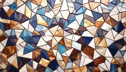Geometric Mosaic of Light and Color: A mesmerizing close-up of a geometrically patterned mosaic. The interplay of light and color creates a captivating display of art.