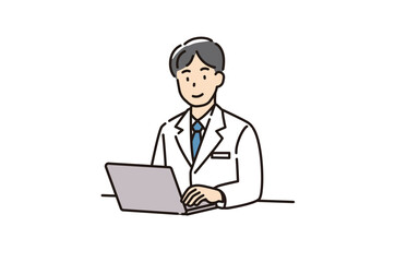 医療　先生　パソコン　科学者