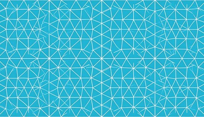 An abstract geometric pattern with white lines creating many triangles on a vibrant light blue background