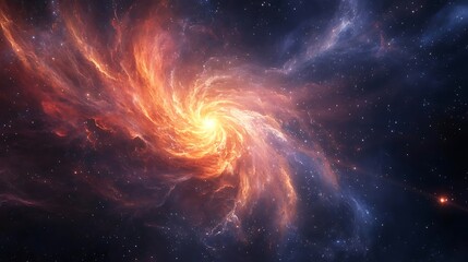 Blazing Cosmic Nebula Swirl in Deep Space