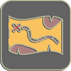 Icon map. Pirates theme elements. Icon in embossed style.