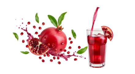 Refreshing Pomegranate Juice Splash with Fresh Fruit and Garnishes