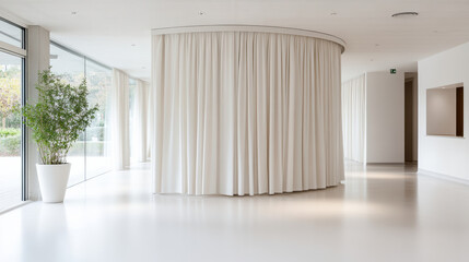 Curved curtain ICU curtain soft reflection sterile minim high fidelity neutral tone hospital