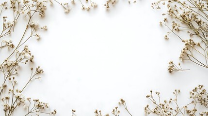 Delicate White Floral Border on Minimalist Background
