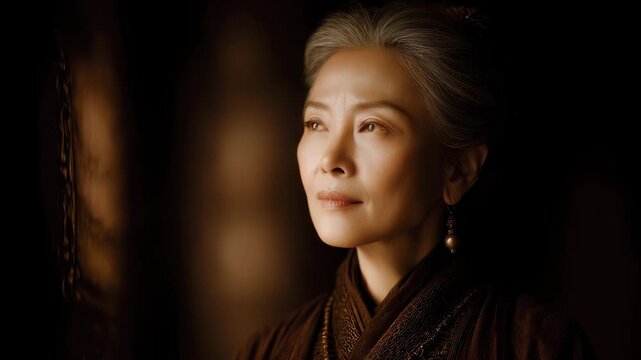 Tang Dynasty female official contemplating silently dignified
