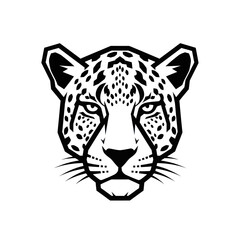 Stylized black and white leopard head vector illustration.