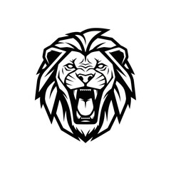 Majestic lion head roaring with fierce expression and detailed mane.
