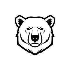 Intense bear face illustration in black and white, focused and strong.