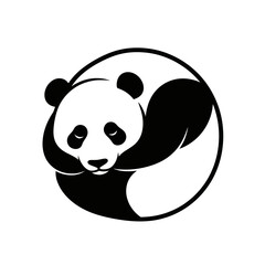Stylized Panda Bear Illustration in Circular Design.