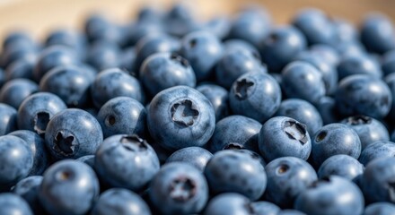 Close up texture of fresh organic blueberries creating a blue background pattern for food design