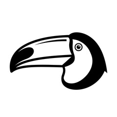 Naklejka premium Simple black and white toucan head profile icon.