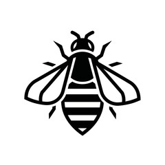 Stylized Black and White Icon of a Bee.