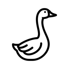 Simple black outline drawing of a goose on a white background.