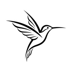 Elegant Hummingbird Silhouette in Flight - A Minimalist Design.