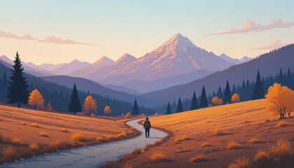 A Solitary Journey Through the Autumn Mountains