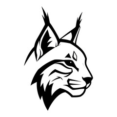 Stylized black and white lynx head mascot logo.
